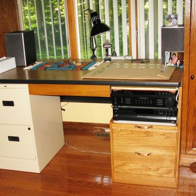 desk with built in file cabinet 