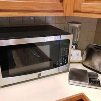 Microwave, blender, toaster, toaster oven, food scale