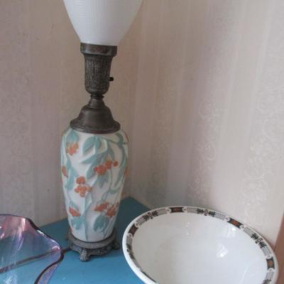 Vintage glass floral lamp