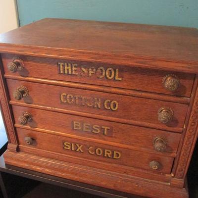 Rare Antique 'The Spool Cotton Co.' spool cabinet