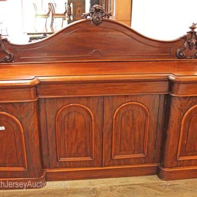  ANTIQUE 3 Part Burl Mahogany Buffet with Fancy Backsplash and Liquor Drawers

Located Inside – Auction Estimate $400-$800 