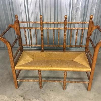 Wicker and Wood Side Bench