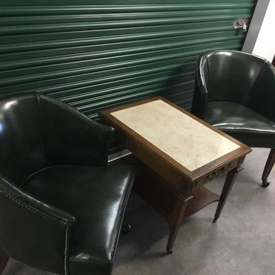 Leather Chairs with Table