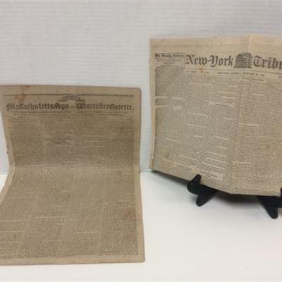1865 New York Tribune,1798 Massachusetts Spy Paper 