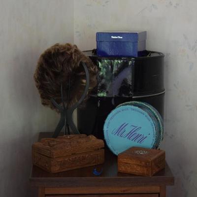 Wigs, Wooden Boxes, & Hat Boxes