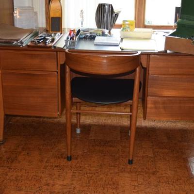 Mid-Century Desk, Chair, & Office Supplies