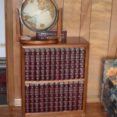 Shelving Unit, Globe, & Encyclopedias