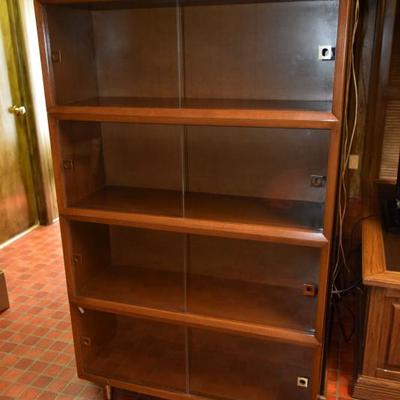Shelving Unit with Glass Doors & Home Decor