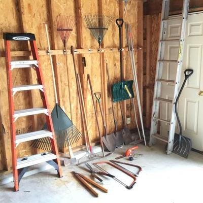 Ladder and Yard Tool Lot