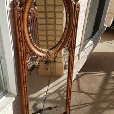 Antique Carved Wood Mirror

