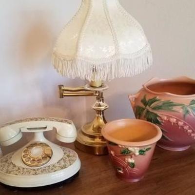 Roseville Pots and Vintage Style Phone
