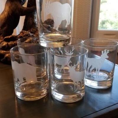 Etched Glass Forest Animals Tumblers