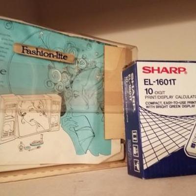 Old Lighted Mirror and Sharp Calculator in original boxes