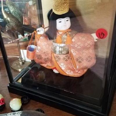 Asian Doll in Framed Glass Display