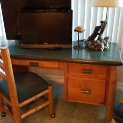 Rustic Wood Desk and Chair
