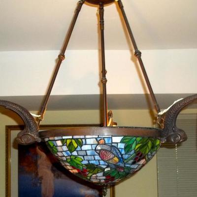 Gorgeous Stained Glass 3 arm Chandelier