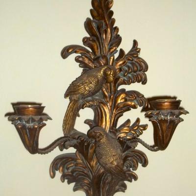 Pair of antique Regency Parrot Wall Sconce