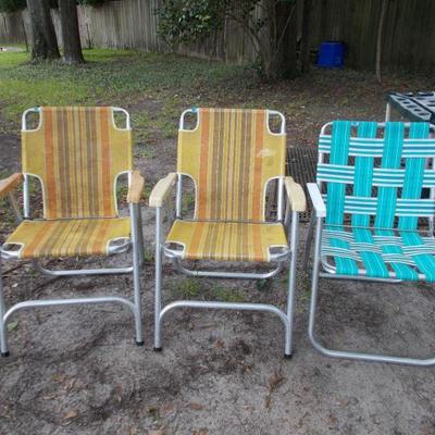 Yellow chairs $3 each
Blue chair $5