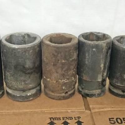Lot of 8 Large Impact Sockets - Various Sizes and ...