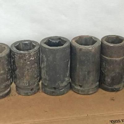 Lot of 8 Large Impact Sockets - Various Sizes and ............