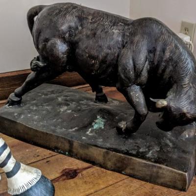 Large bronze Wall Street style bull