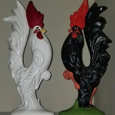 Vintage ceramic roosters