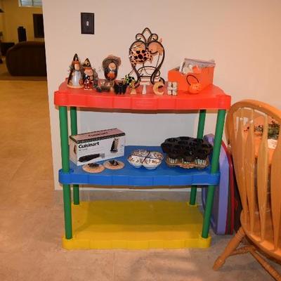Portable Stand, Halloween Decor, & Kitchen Items
