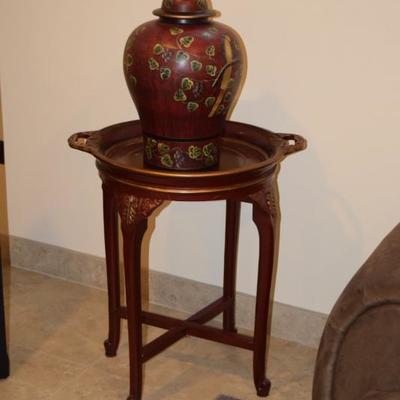 Vintage Side Table w Urn