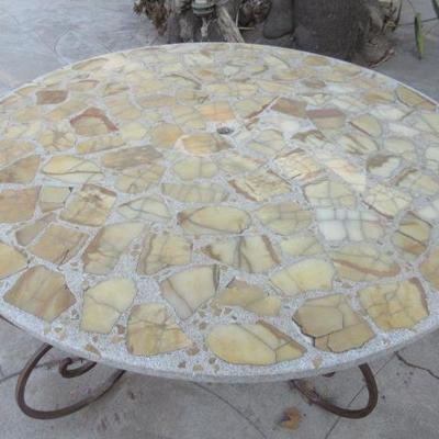 Granite and stone circular outdoor table