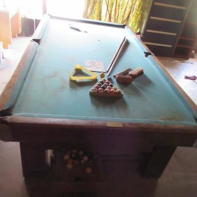Vintage ACME billiards table and playing pieces