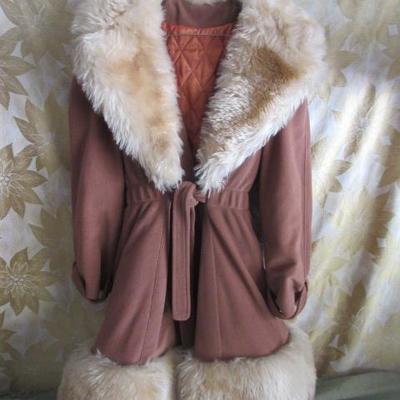 1960's Go Go faux suede and faux fur trench coat