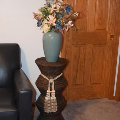 Side Table & Silk Floral Piece