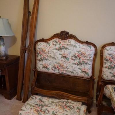 Pair of beautiful French style beds with upholstered headboards
Marked 