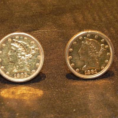 1903 & 1881 $5.00 US Gold Pieces Cuff links