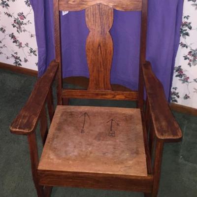 Very Nice Saw-Toothed Oak Rocker