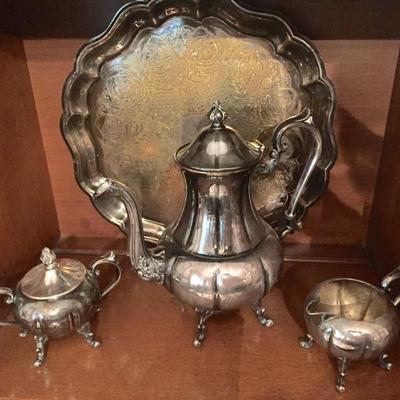 Silver Plate Tea Service, with Tray