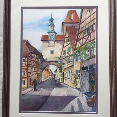 Watercolor of Rothenburg, Germany by Barbara Sorenson Rambadt, Wisconsin Artist 
