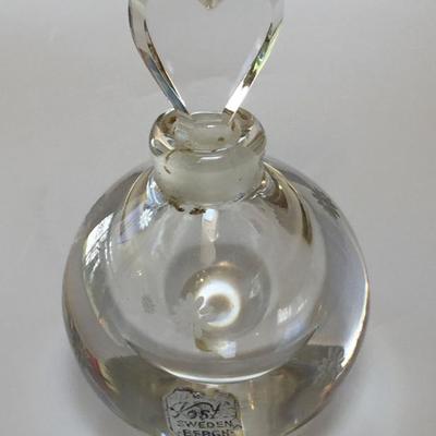 Vintage aGlass Heart Perfume Bottle ca 1940s - Kosta Boda Art Glass by artist Elis Bergh