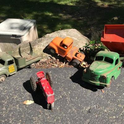 Very old Vintage Trucks including: Structo Dump Truck Freeport IL, (Over 18