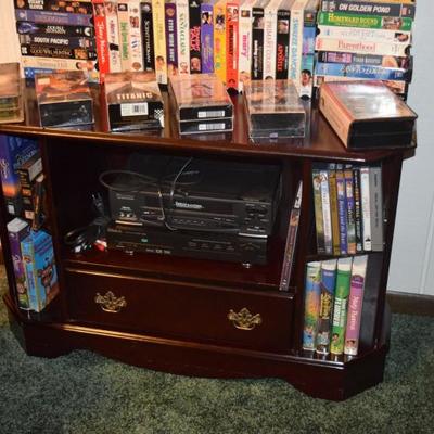 TV Stand, Electronics, & VHS Tapes