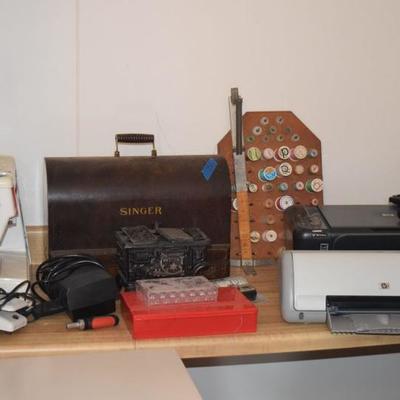 Sewing machine, Singer Case,  & Printer