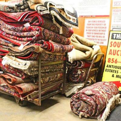  LARGE Selection of Estate Rugs including

Needlepoint, Karastan, Heriz, Oriental, Asian, and others

Located Inside â€“ Auction Estimate...