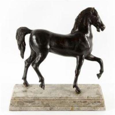 Large Museum Quality 19th Century Antique Bronze Sculpture of a Trotting Horse
