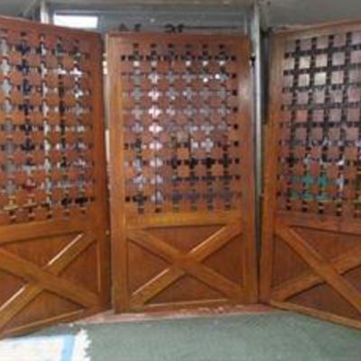 Three Mid Century Carved Stained Oak Wall Panels