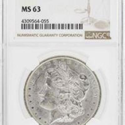 884-O $1 Morgan Silver Dollar Coin NGC MS63