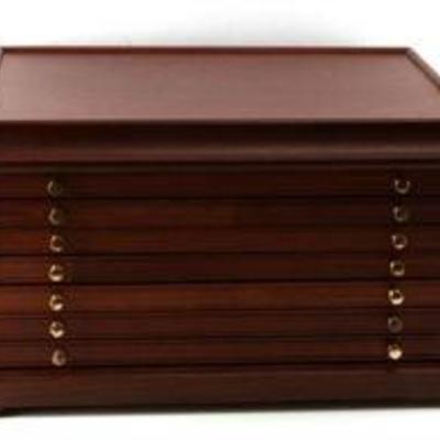 COIN COLLECTORS 6 DRAWER WOOD DISPLAY CHEST