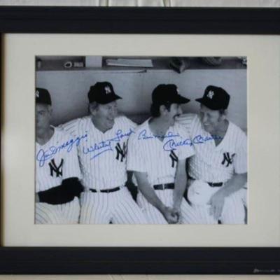 DiMaggio, Ford, Mantle, & Martin Autographed Photo
