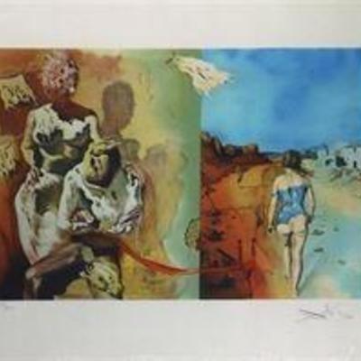 Large Museum Quality Salvador Dali Hand Signed Salvador Dali Limited Edition Lithographic Print Entitled 