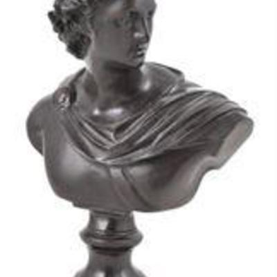 High Quality Bronze Male Bust Sculpture | Classical style male bust resembling David | By Maitland Smith | Maitland label in affixed to...
