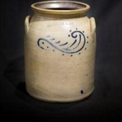 Antique Stoneware Crock by Edmands & Co. With Cobalt Floral Decoration